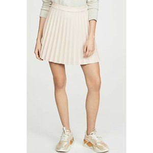 NWT Cupcakes and Cashmere Size 6 Beige/Cream Cannes Faux Leather Pleated Skirt